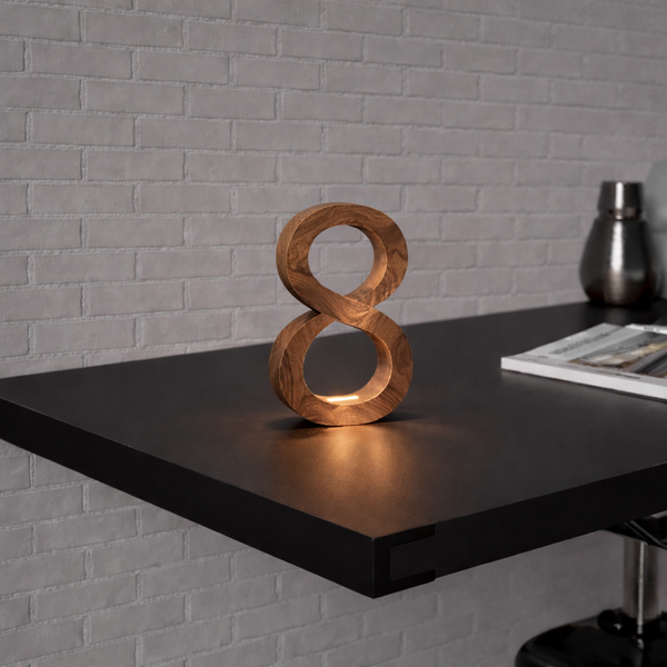 Walnut Handcrafted Rotatable Infinity Shaped LED Lamp