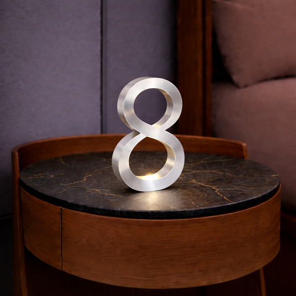 Silver Finish Oak Rotatable Wooden Infinity Shaped Lamp