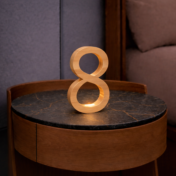 Oak Rotatable Wooden Infinity Shaped LED Lamp