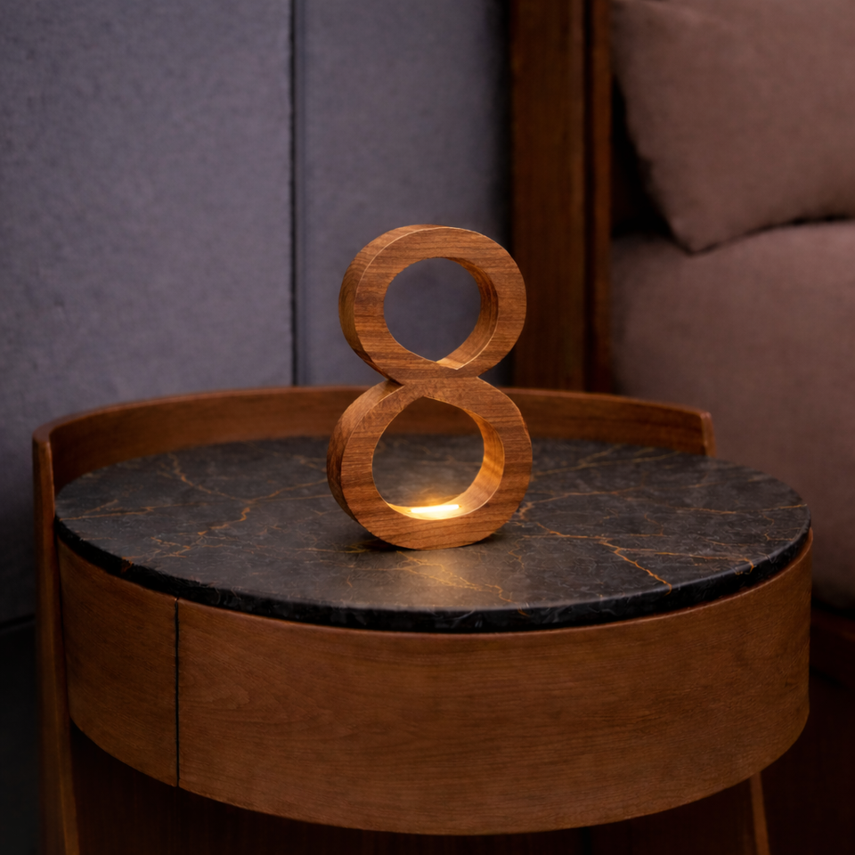 Walnut Handcrafted Rotatable Infinity Shaped LED Lamp