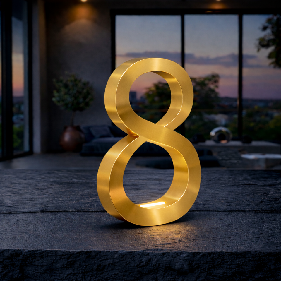 Gold Finish Oak Rotatable Wooden Infinity Shaped Lamp