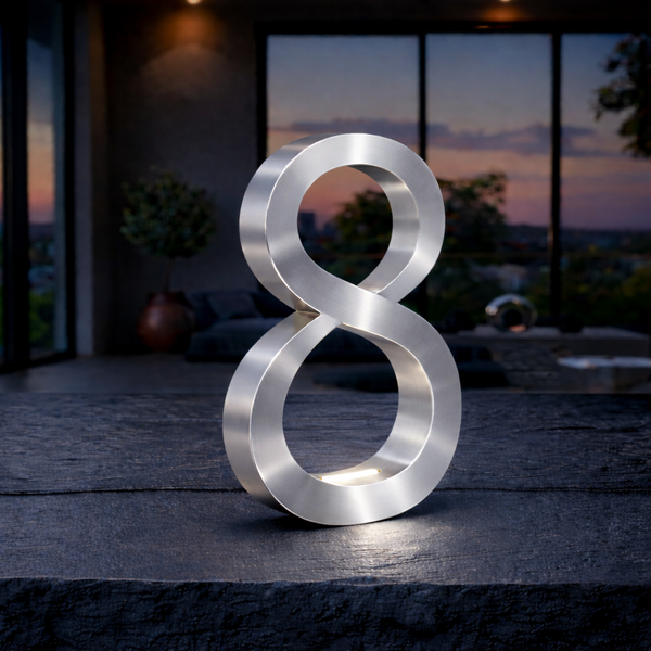 Silver Finish Oak Rotatable Wooden Infinity Shaped Lamp