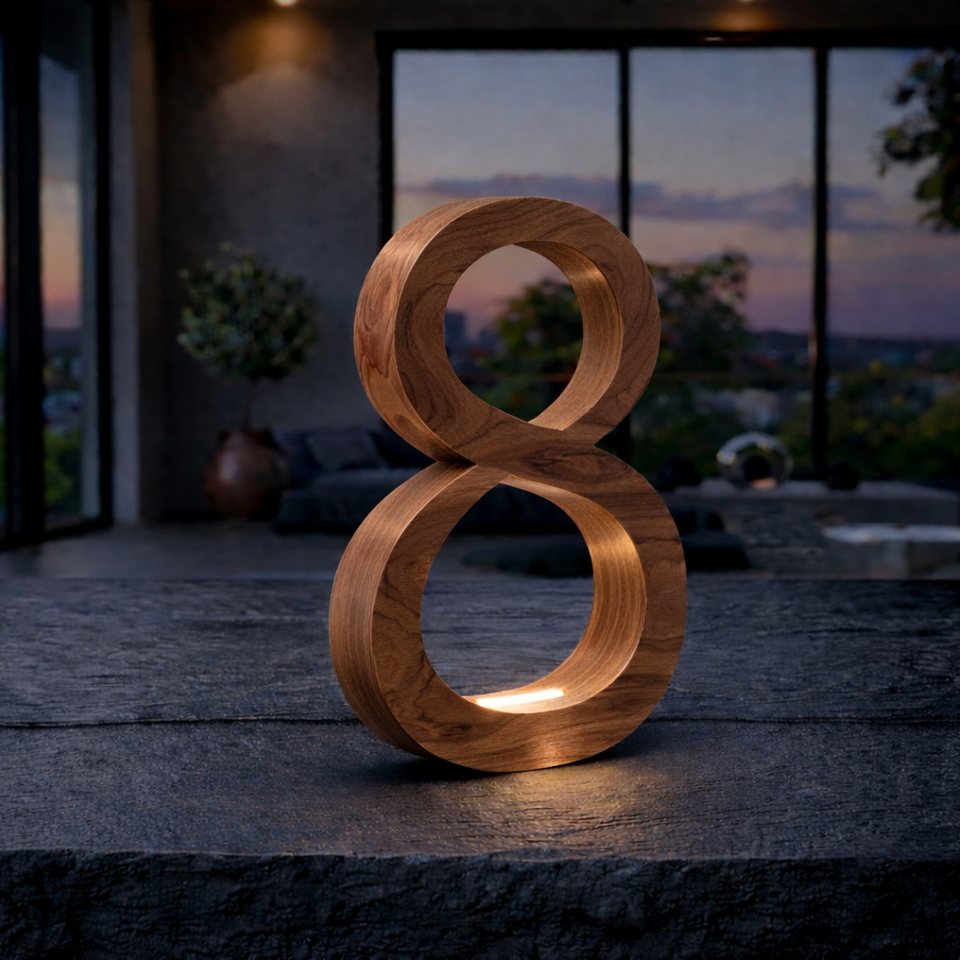 Walnut Handcrafted Rotatable Infinity Shaped LED Lamp
