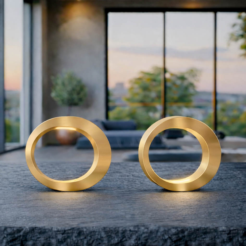 Gold Finish Wooden Handcrafted Oval Rotatable Lamp