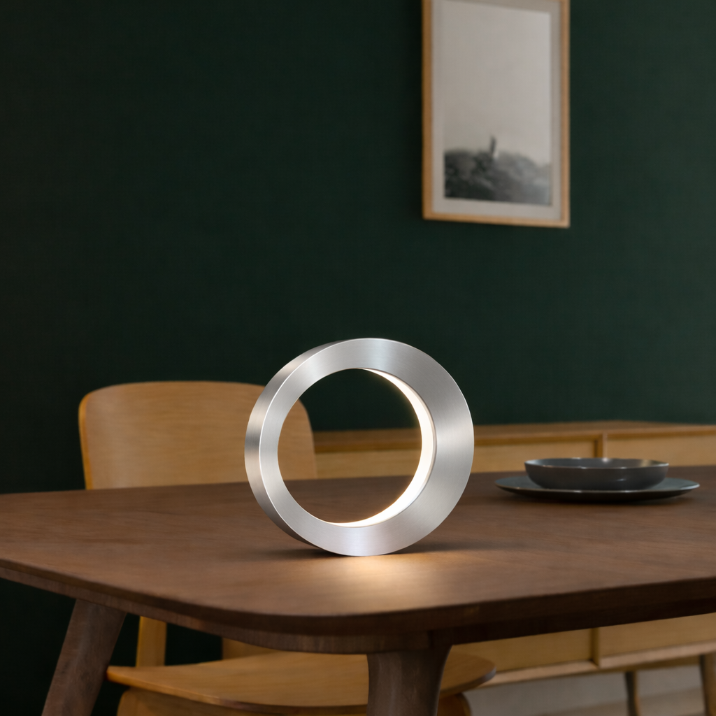 Silver Finish Wooden Handcrafted Oval Rotatable Lamp