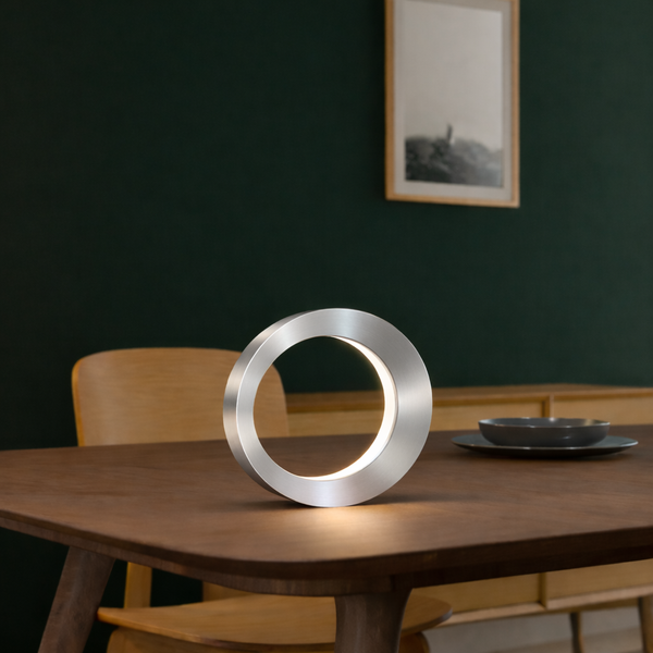 Silver Finish Wooden Handcrafted Oval Rotatable Lamp