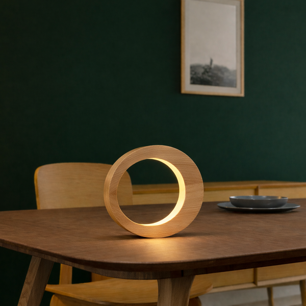 Handcrafted Oak Rotatable Oval Wooden Design Lamp