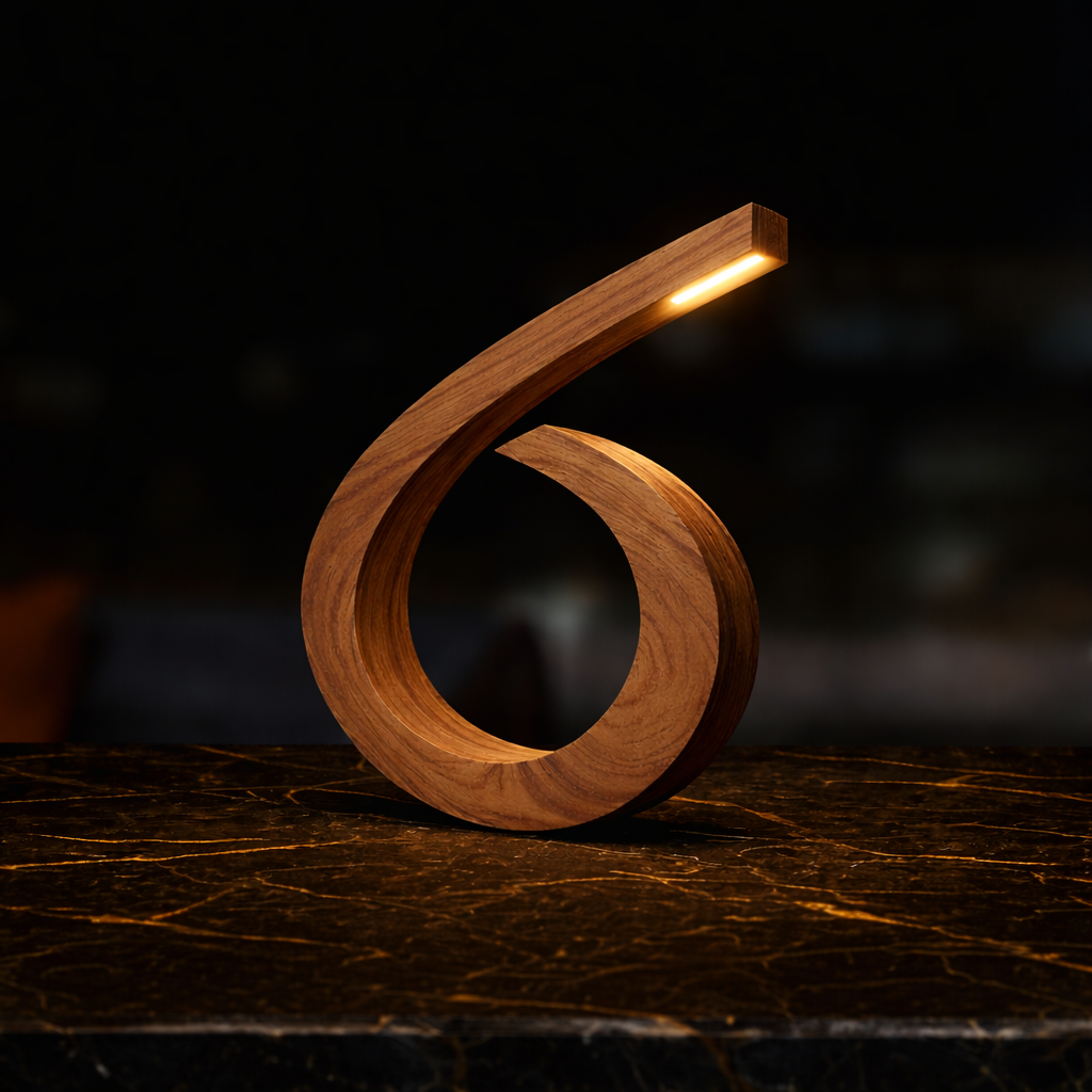 Handcrafted Walnut Spiral-Shaped Wooden Desk Lamp