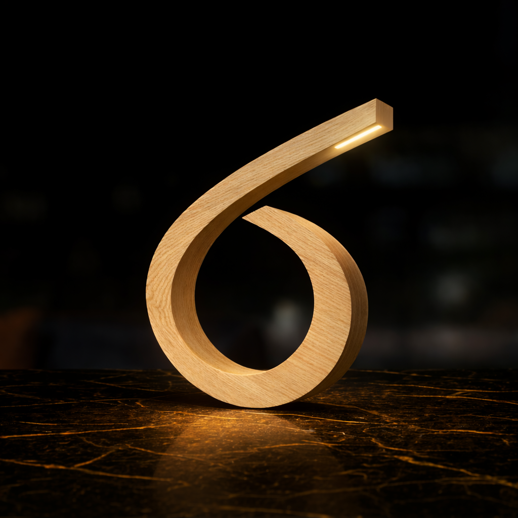 Handcrafted Oak Spiral-Shaped Wooden Desk Lamp