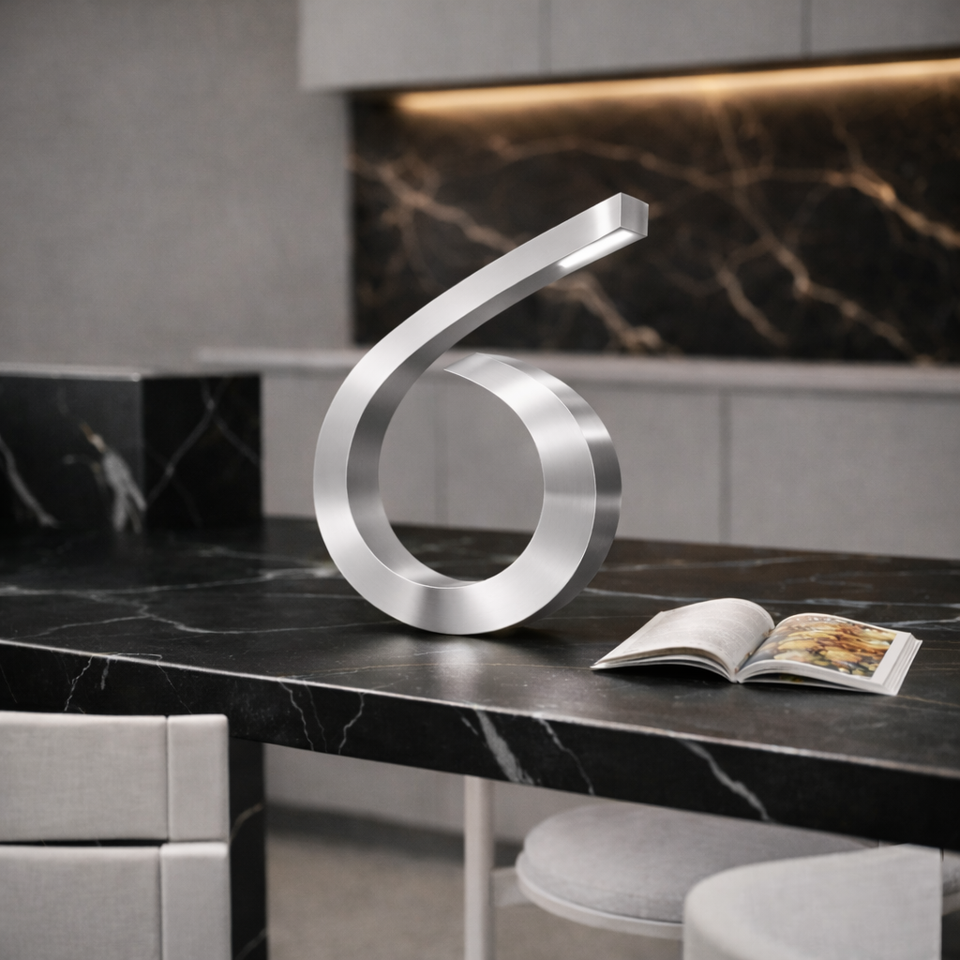 Silver Finish Handcrafted Oak Spiral-Shaped Wooden Desk Lamp