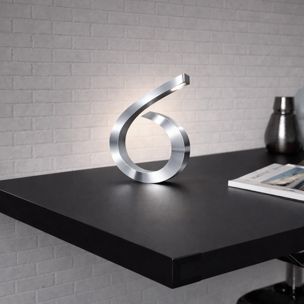 Silver Finish Handcrafted Oak Spiral-Shaped Wooden Desk Lamp