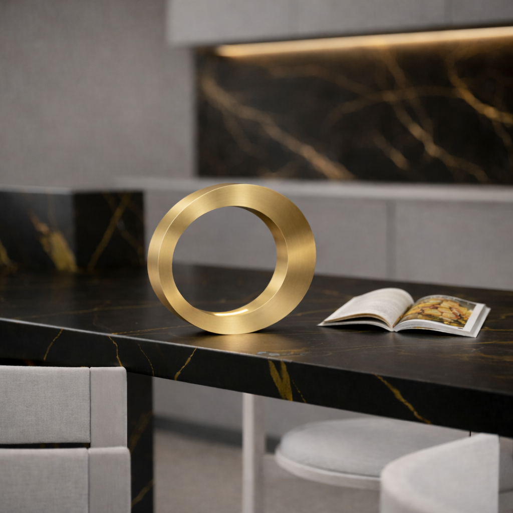 Gold Finish Wooden Handcrafted Oval Rotatable Lamp