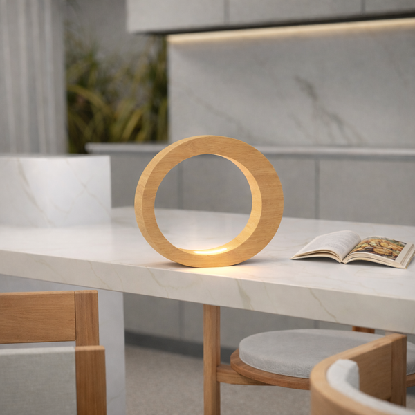 Handcrafted Oak Rotatable Oval Wooden Design Lamp