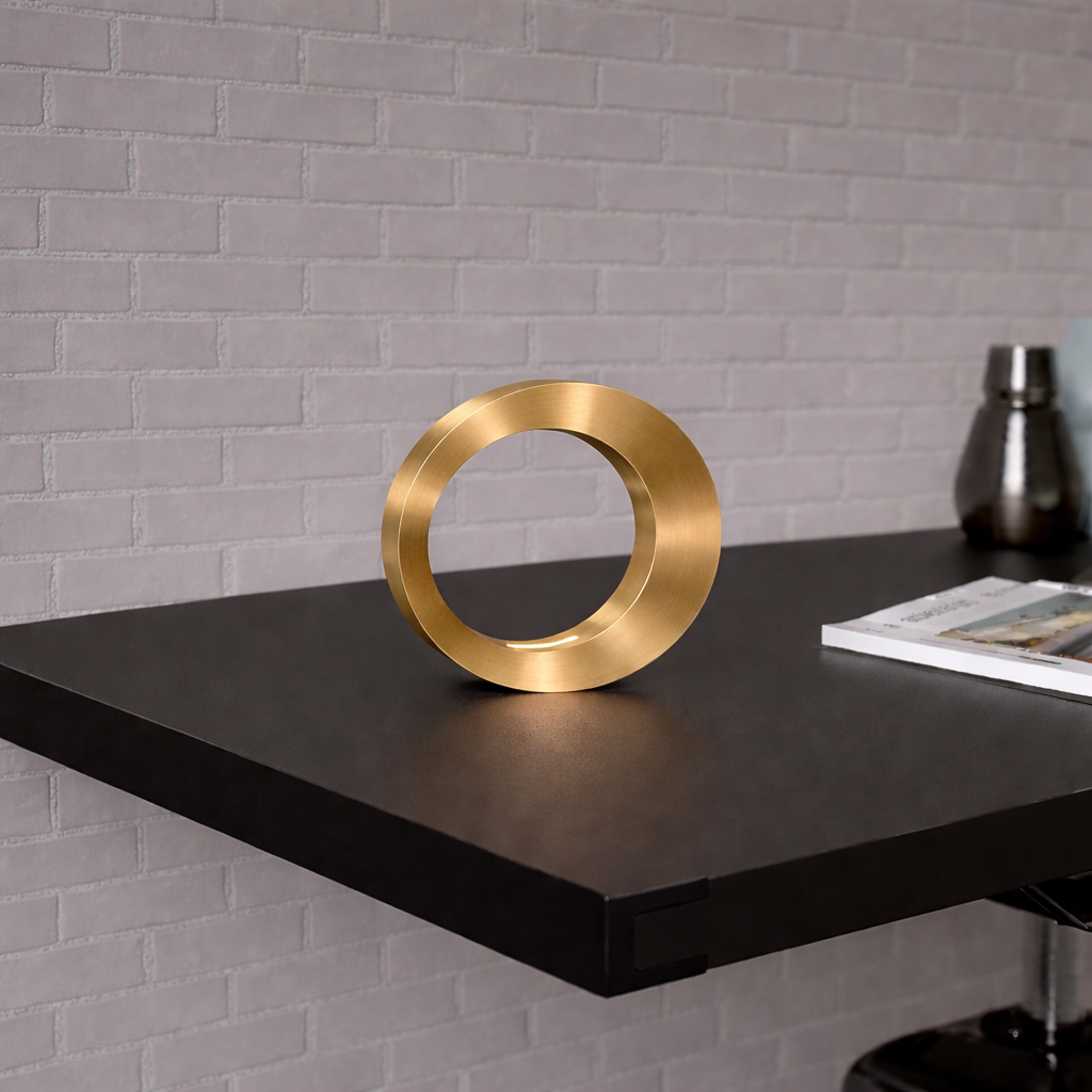 Gold Finish Wooden Handcrafted Oval Rotatable Lamp