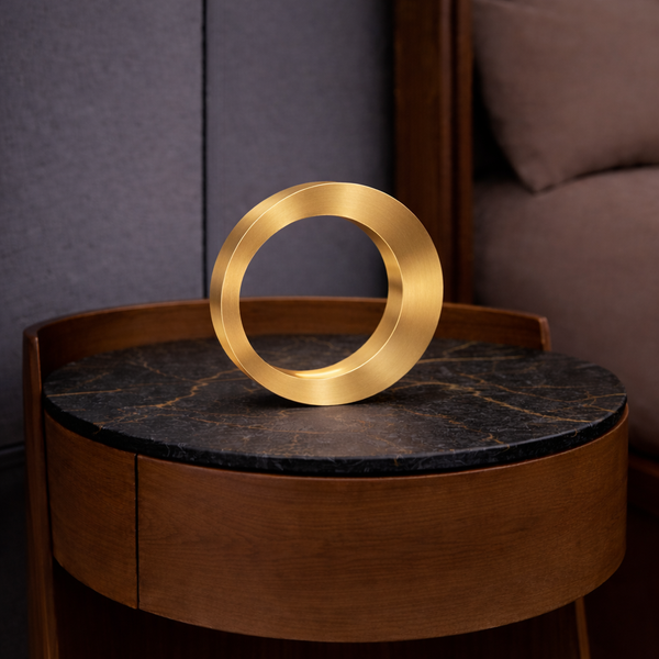 Gold Finish Wooden Handcrafted Oval Rotatable Lamp