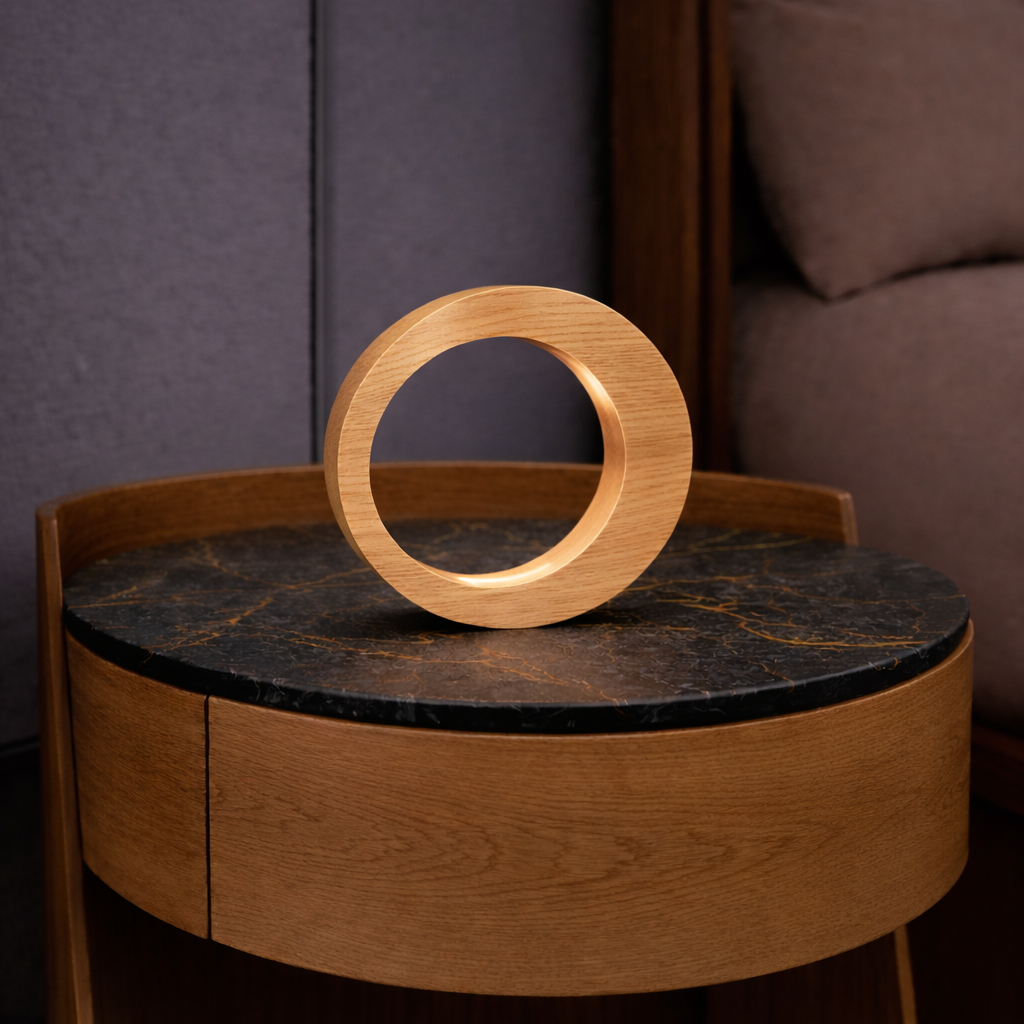 Handcrafted Oak Rotatable Oval Wooden Design Lamp