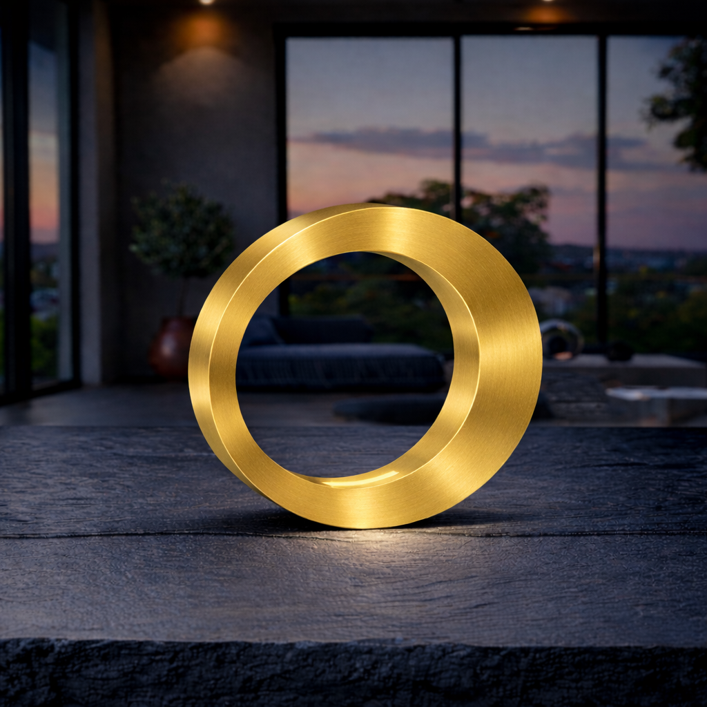 Gold Finish Wooden Handcrafted Oval Rotatable Lamp