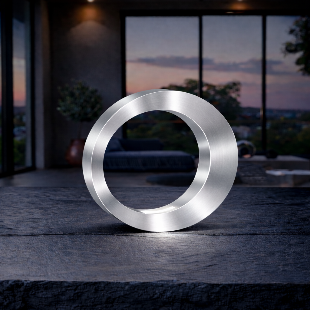 Silver Finish Wooden Handcrafted Oval Rotatable Lamp