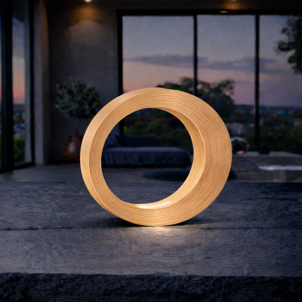 Handcrafted Oak Rotatable Oval Wooden Design Lamp