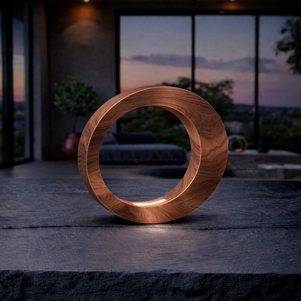 Handcrafted Walnut Rotatable Oval LED Wooden Desk Lamp