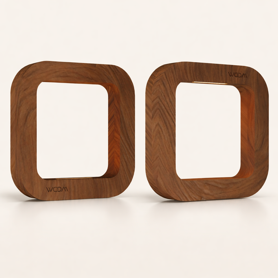 Handcrafted Walnut Rotatable Square Wooden LED Lamp