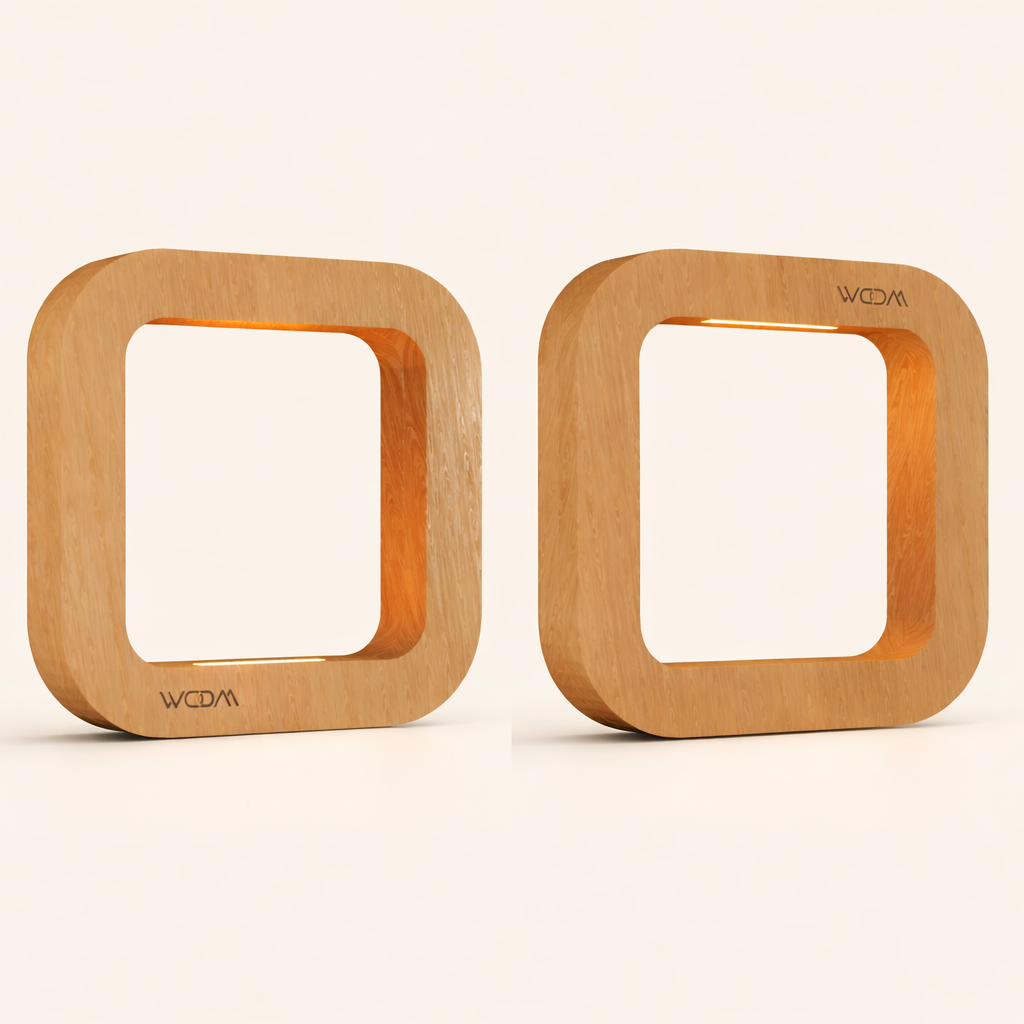 Handcrafted Oak Rotatable Square Wooden LED Lamp