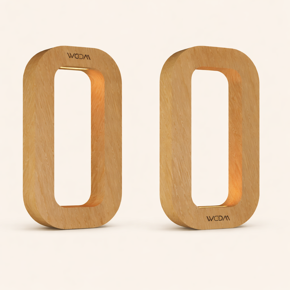 Contemporary Oak Rotatable Oval Lamp – Handcrafted Wooden LED Light