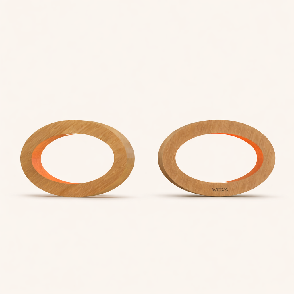 Handcrafted Oak Rotatable Wooden Oval Lamp