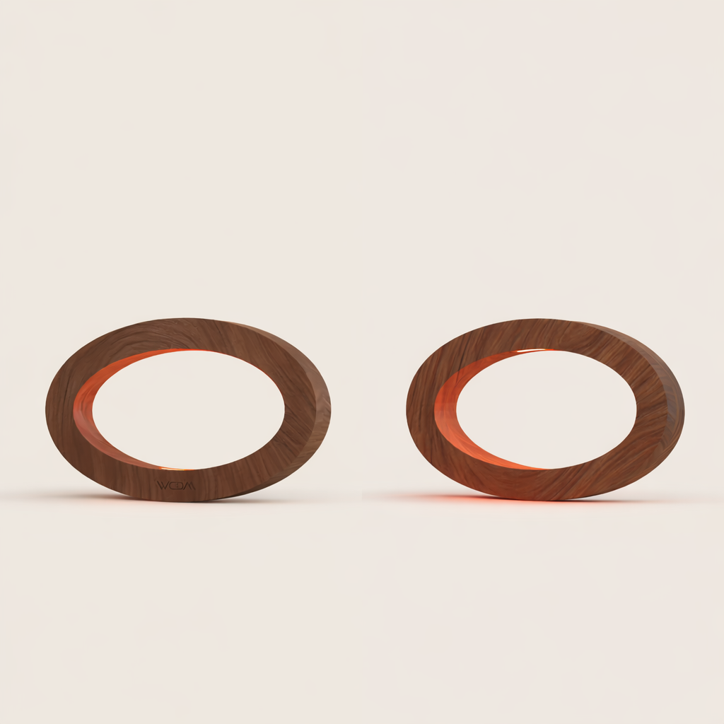 Handcrafted Walnut Rotatable Oval LED Wooden Desk Lamp