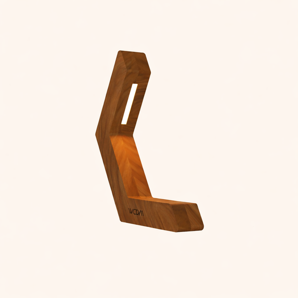 Handcrafted Walnut Geometric LED Lamp for Interiors