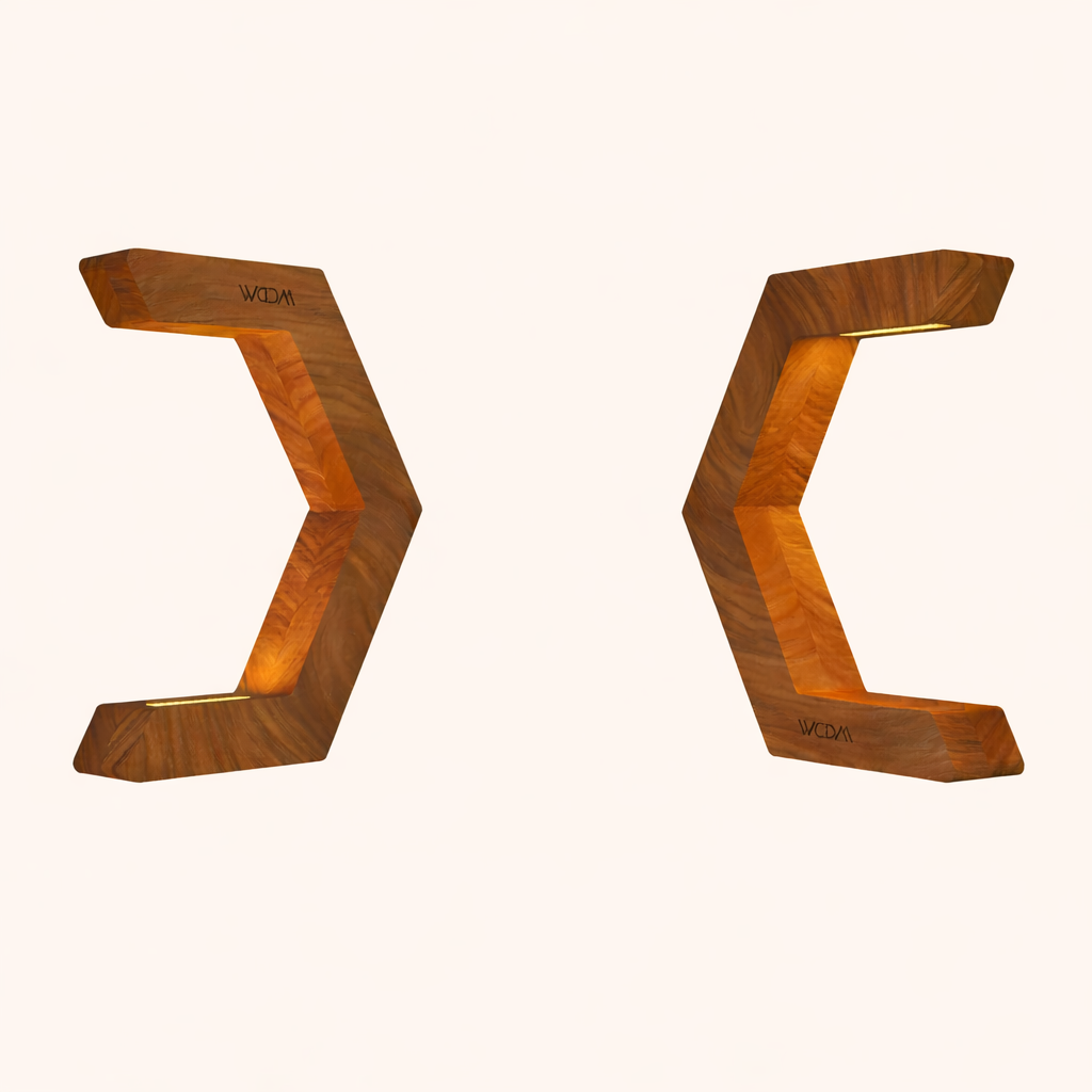 Walnut C-Shaped Designer Wooden Rotatable LED Lamp