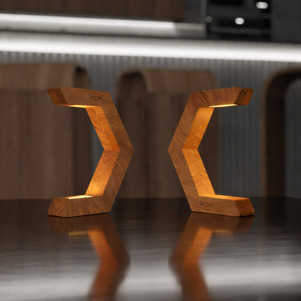 Walnut C-Shaped Designer Wooden Rotatable LED Lamp