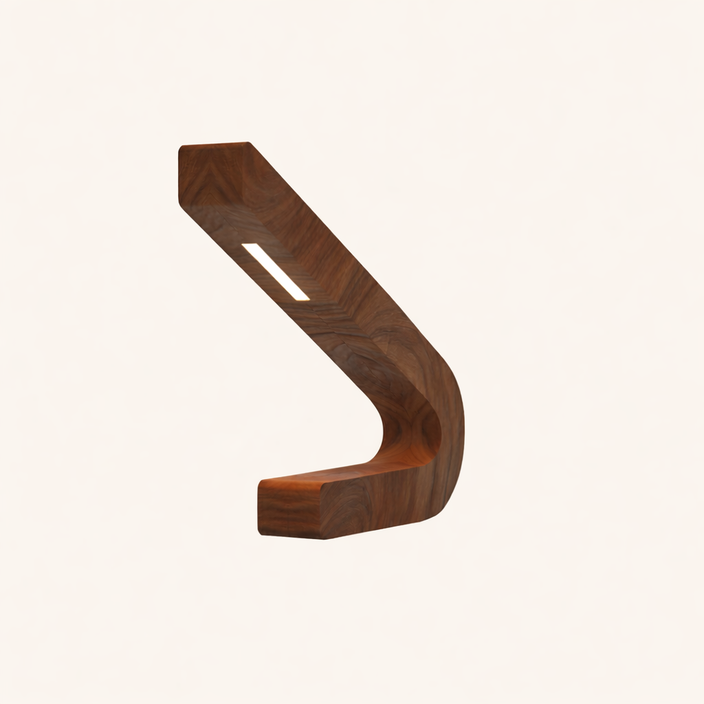 Walnut Curved Handcrafted Lamp