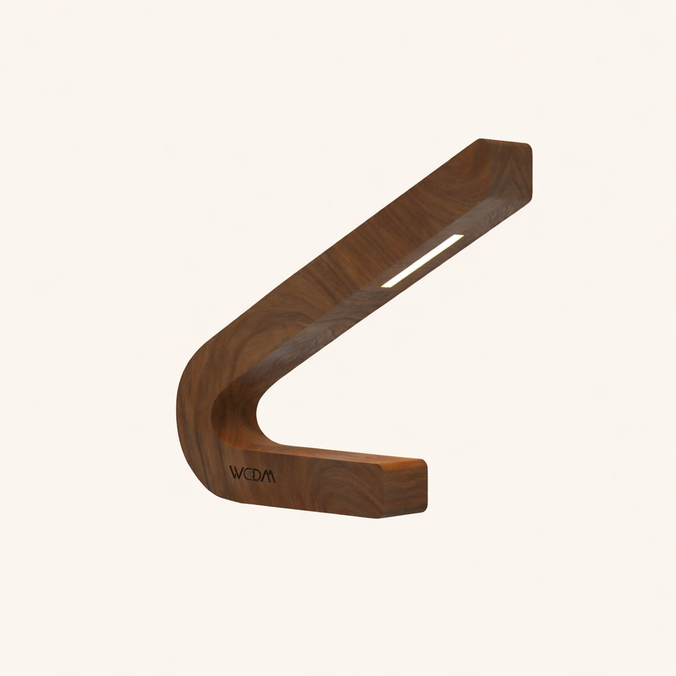 Walnut Curved Handcrafted Lamp