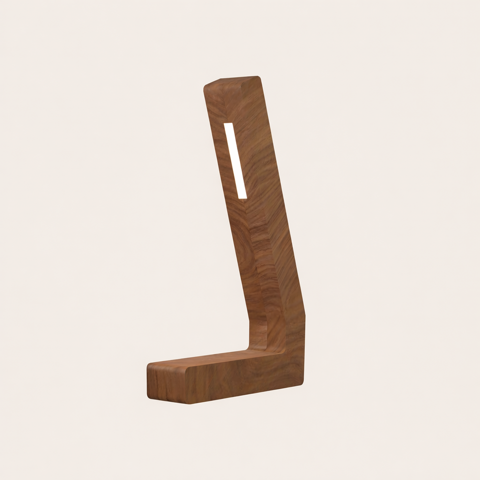 Walnut L- Shaped Lamp – Handcrafted Wooden Bedside Light