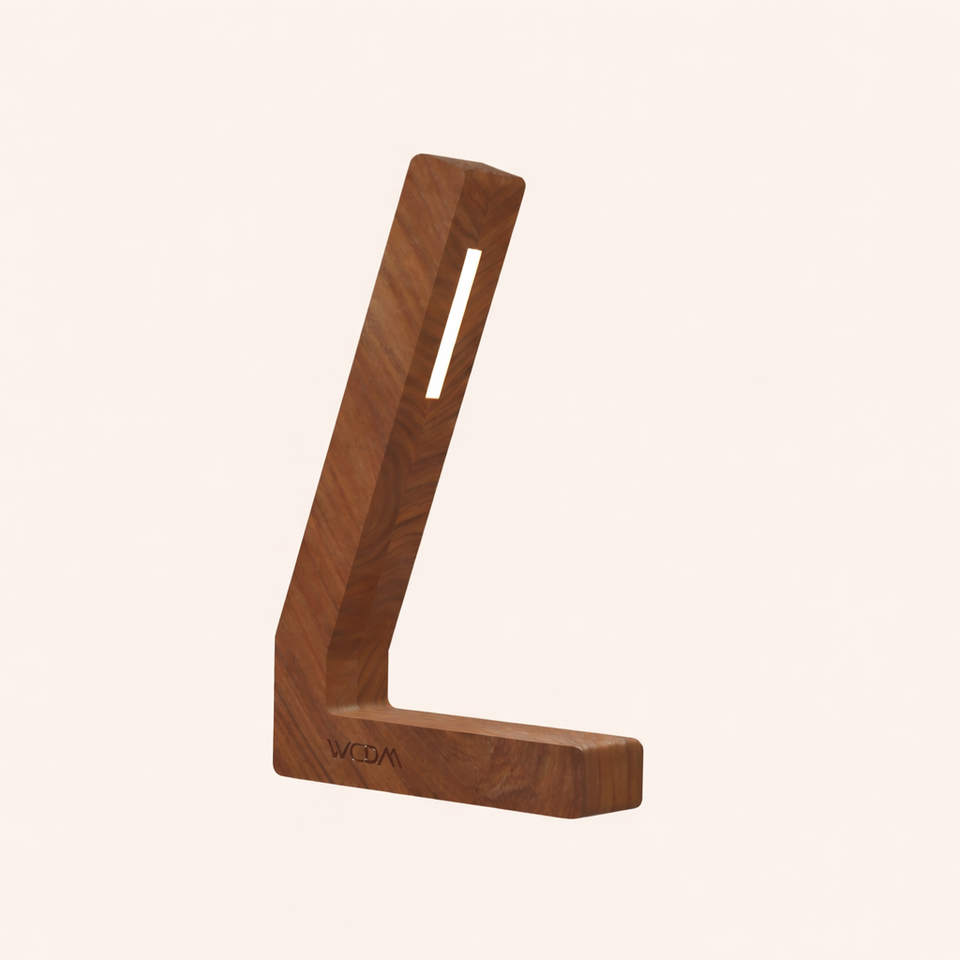 Walnut L- Shaped Lamp – Handcrafted Wooden Bedside Light
