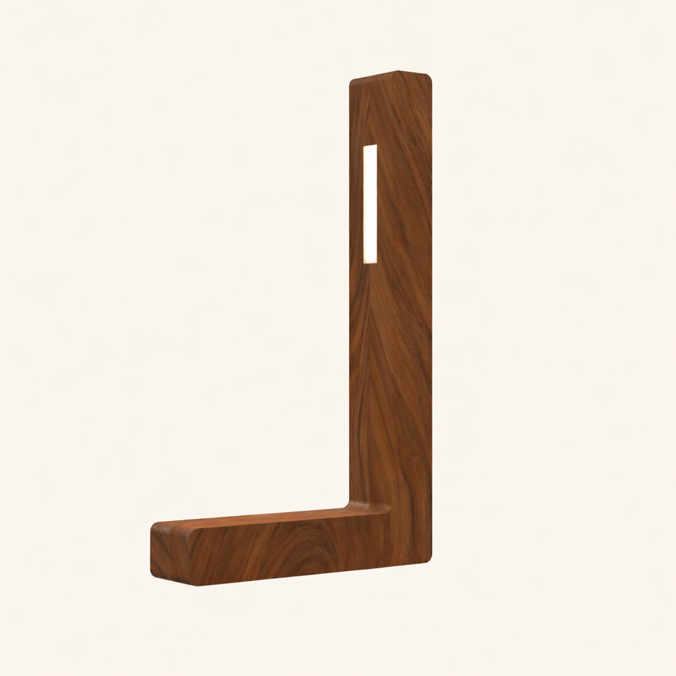 Walnut L-Shaped Contemporary Wooden Desk Lamp for Home