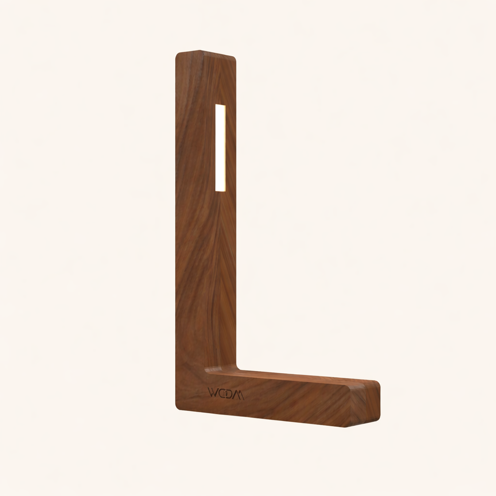 Walnut L-Shaped Contemporary Wooden Desk Lamp for Home
