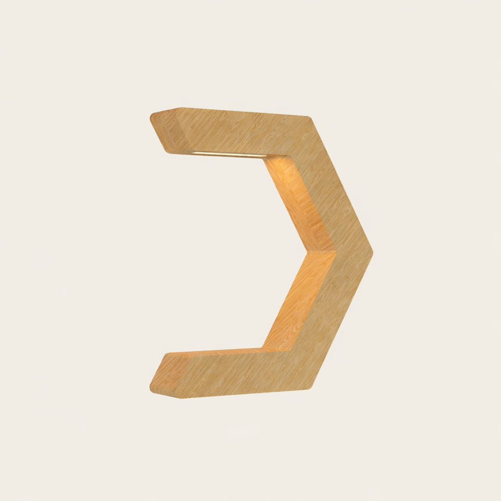 Handcrafted Oak Rotatable C-Shaped Design LED Lamp