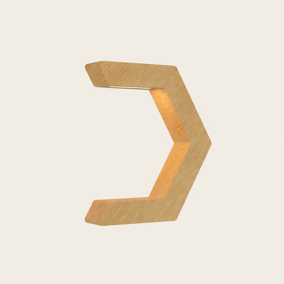 Handcrafted Oak Rotatable C-Shaped Design LED Lamp