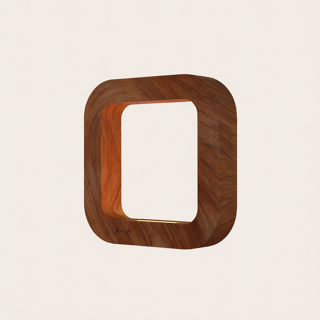 Handcrafted Walnut Rotatable Square Wooden LED Lamp