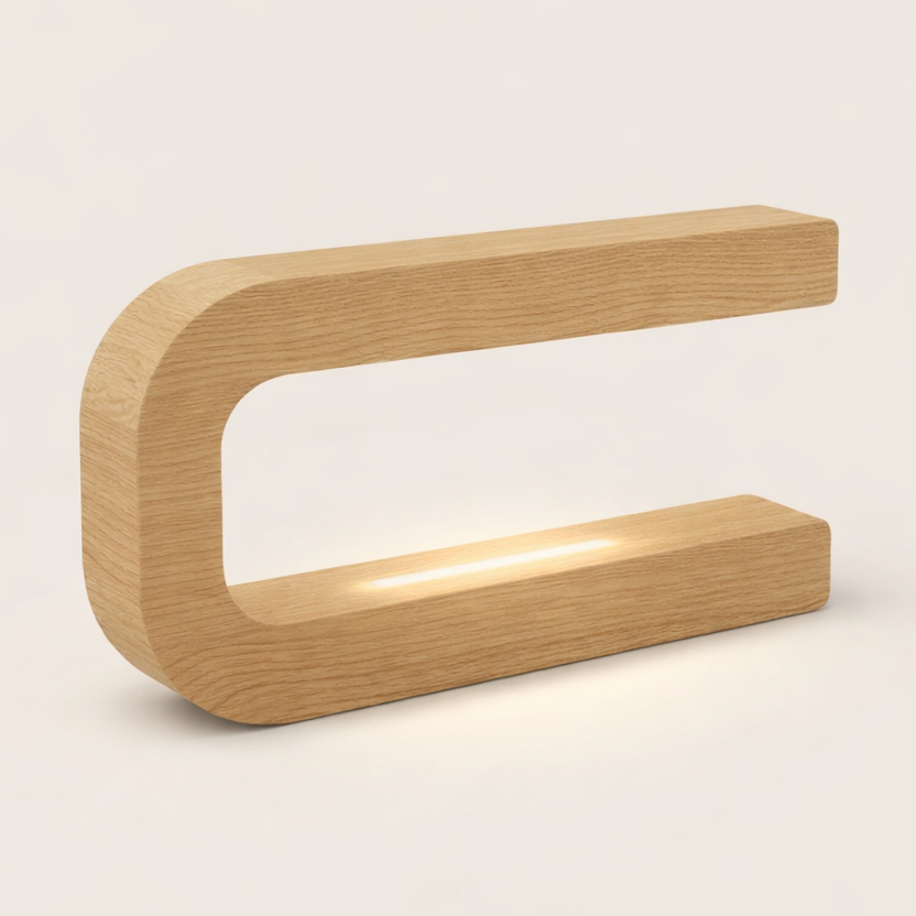 Handcrafted Oak Rotatable U-Shape Curved Lamp