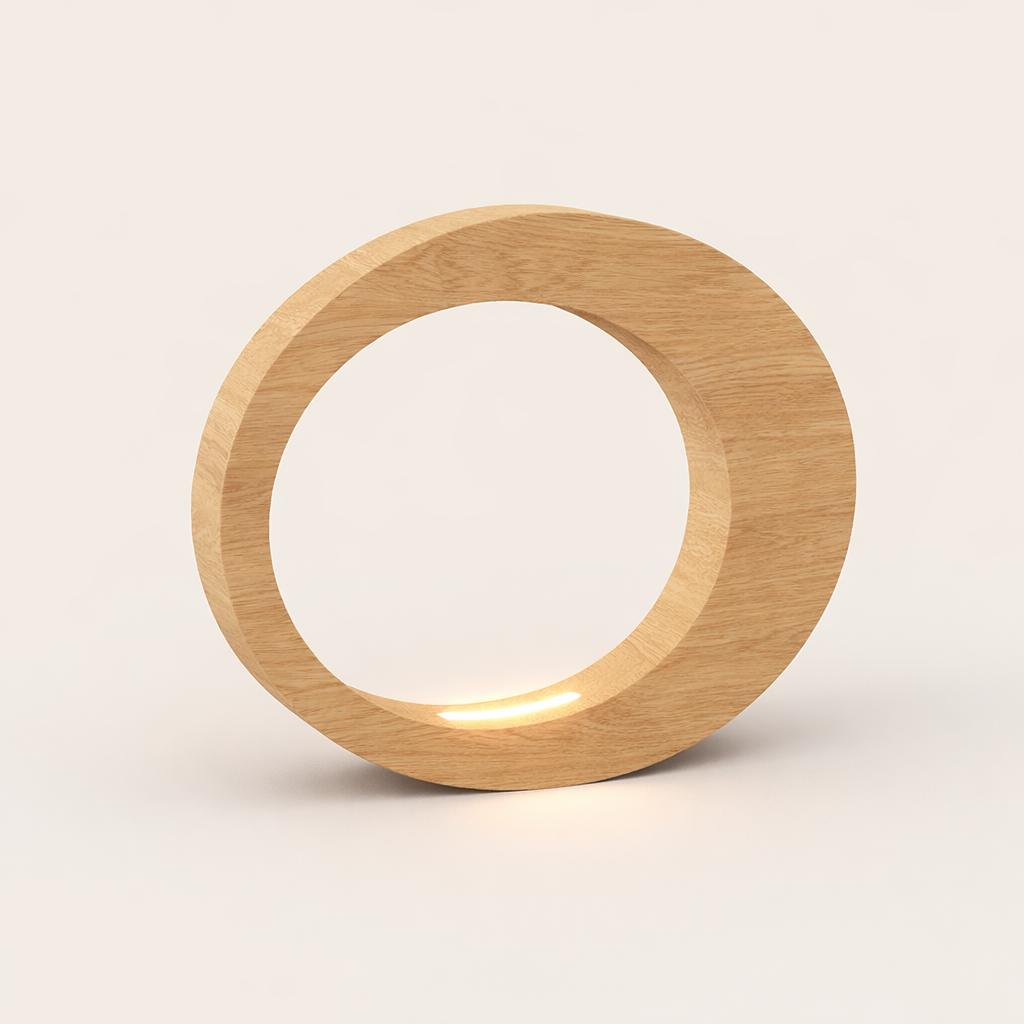 Handcrafted Oak Rotatable Oval Wooden Design Lamp