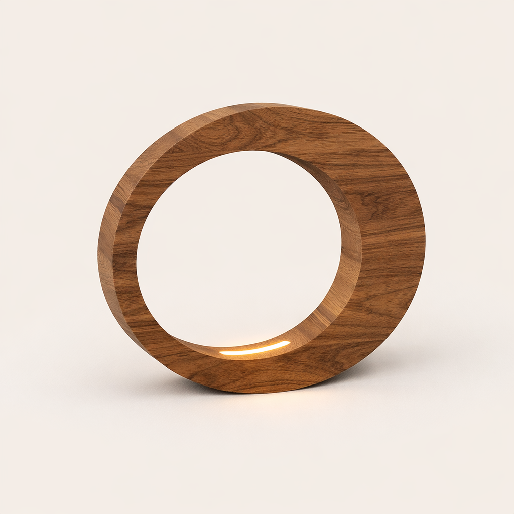 Handcrafted Walnut Rotatable Oval LED Wooden Desk Lamp