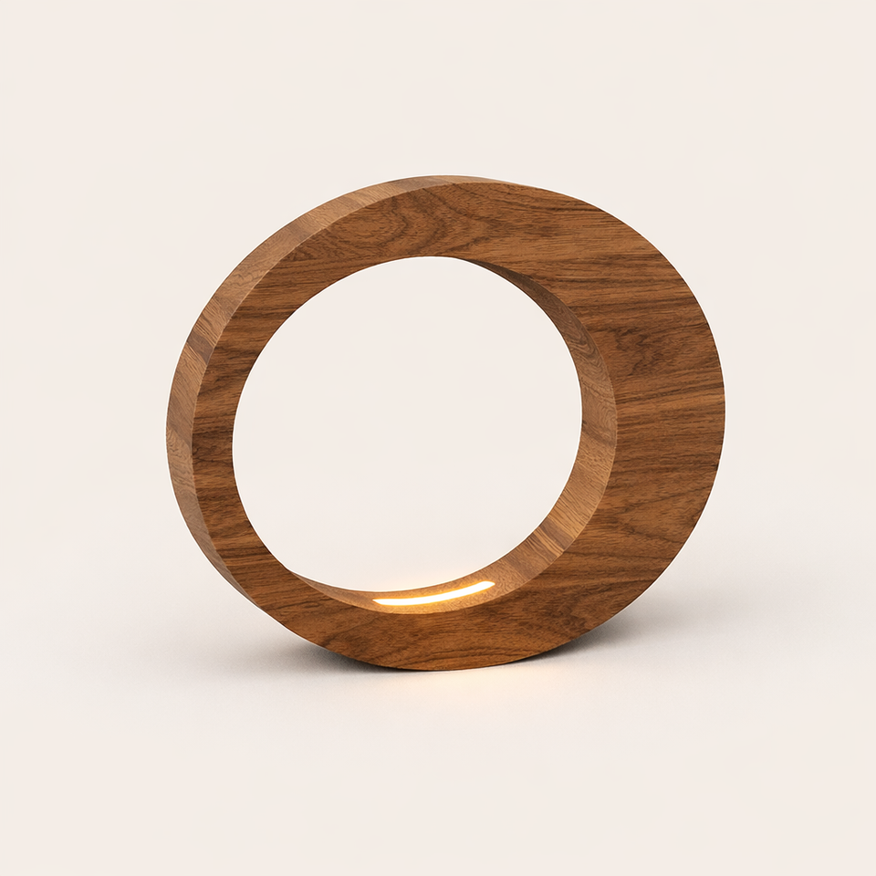 Handcrafted Walnut Rotatable Oval LED Wooden Desk Lamp