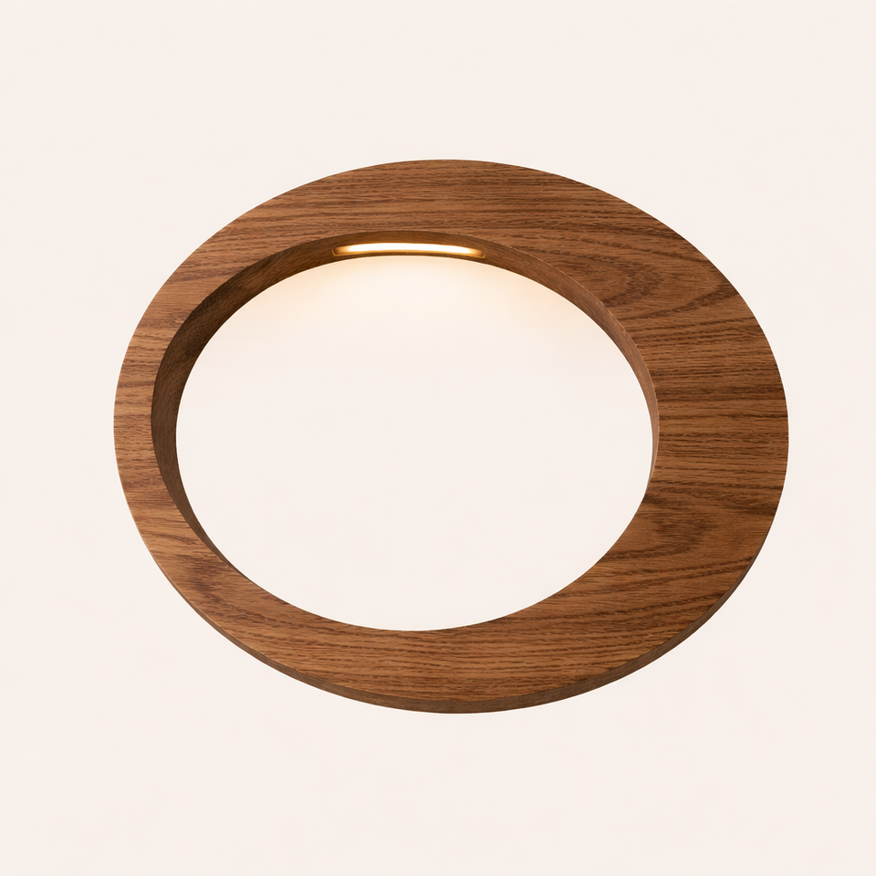 Handcrafted Walnut Rotatable Oval LED Wooden Desk Lamp