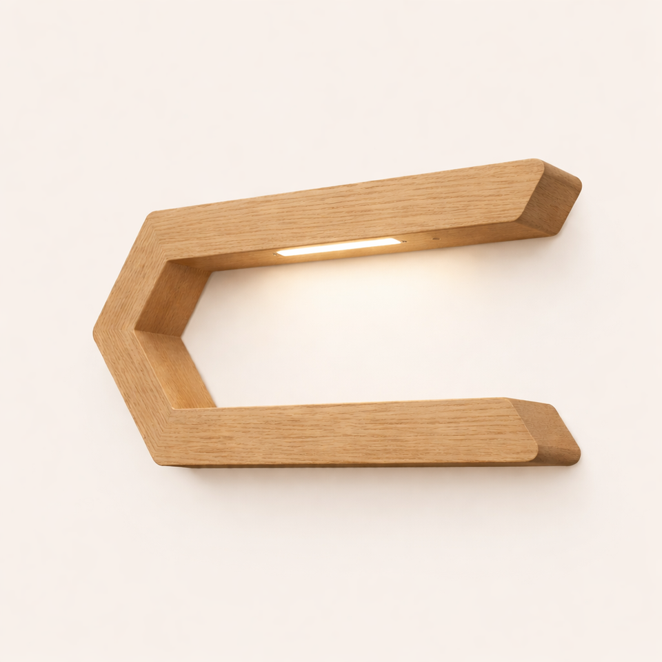 Handcrafted Oak Rotatable C-Shaped Wooden LED Lamp