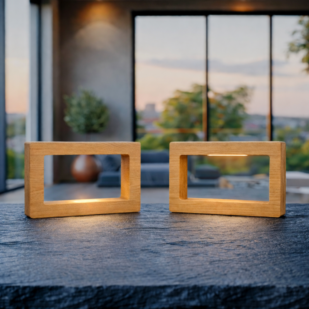 Handcrafted Oak Rotatable Rectangular Wooden LED Lamp