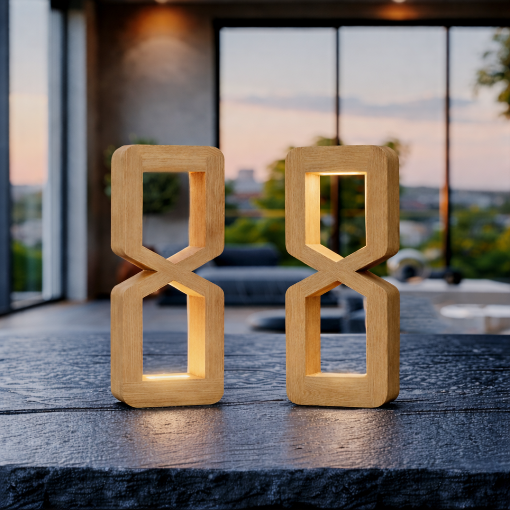 Oak Wooden Rotatable Hourglass Shaped LED Lamp