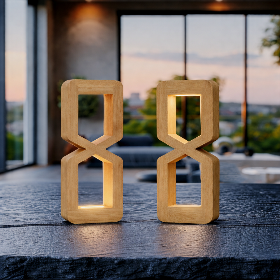 Oak Wooden Rotatable Hourglass Shaped LED Lamp